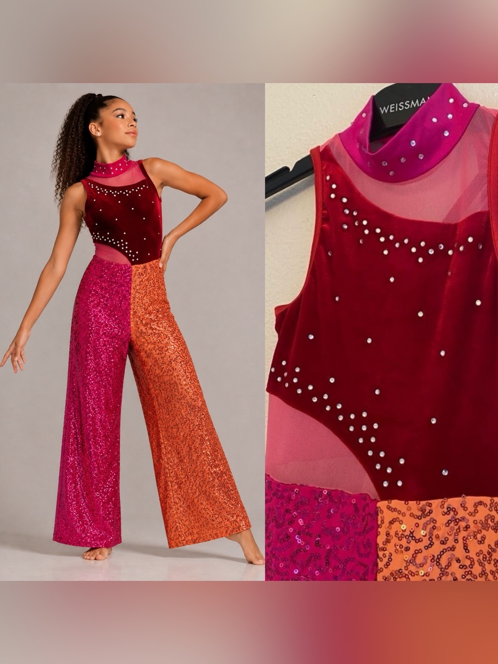 WEISSMAN Elite Dance Costume wide leg unitard Let's Groove 16752 contemporary MC